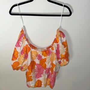 Cynthia Rowley Cropped Puffy-Sleeved Shirt